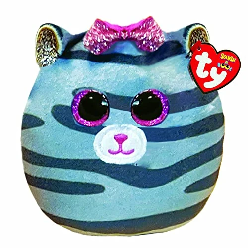 Ty Mini Squishy Beanies - Kiki il Gattino, Mini Cuscino di Peluche con Occhioni e Fiocchetto Fucsia Glitter, Idea Regalo per Grandi e Piccini, Tutti da Collezionare - 8 cm - T39508