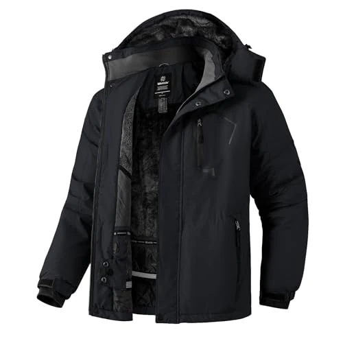 Offre limitée : Wantdo Homme Veste de Ski Montagne Outdoor Manteau d'hiver Chaud avec Capuche Amovible Veste Imperméable Coupe-Vent Veste Randonnée pour Voyage de 85.89 EUR à 85.89 EUR (remise 0%)