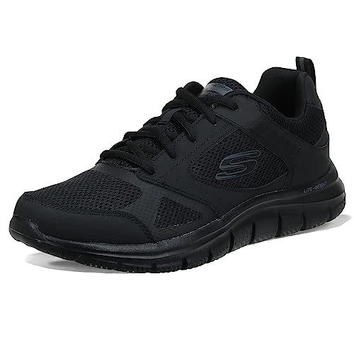 Zeitlich begrenztes Angebot: Skechers Track SyntacSneaker für Herren, Schwarzes Leder-Netzgewebe, schwarzer Rand, 39.5 EU von 69.95 € auf 52.63 € (25% Rabatt)