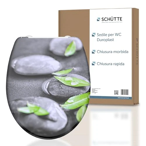 Schütte Siège de WC STONES avec abaissement automatique, couvercle de WC en duroplast avec motif et fermeture rapide pour le nettoyage(charge max. de la lunette 150 kg)