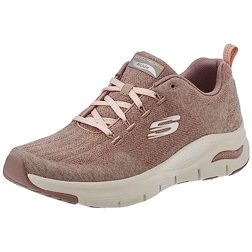Skechers Dames 149414Sneaker, Donkertaupe gebreide rand, 39.5 EU