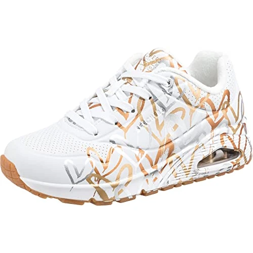 Limited-time offer: Skechers Women's Uno Metallic Love Sneaker, White and Multi Metallic Heart Print Durabuck, 2.5 UK from 94.00 GBP to 85.99 GBP (save 9%)