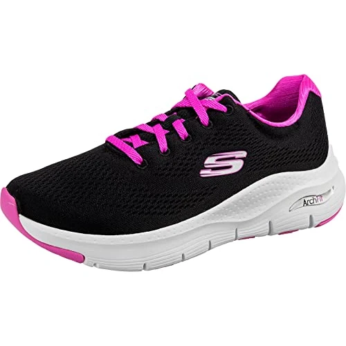 Skechers Women's Arch Fit Big Appeal Sneaker, Black Mesh/Fuchsia Trim, 6.5 UK