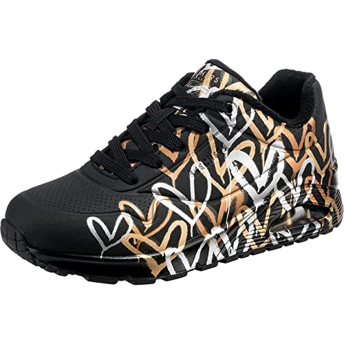 Offerta a tempo: Skechers Donna Uno Metallic Love Trainers, Black And Multi Metallic Heart Print Durabuck, 41 EU - 36% da 99.95 € a 63.95 €