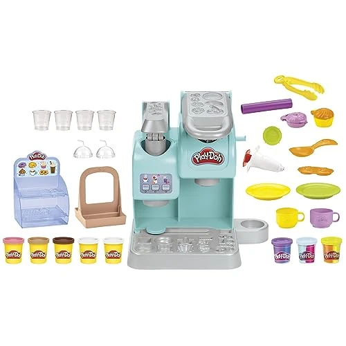 Play-Doh Playset Kitchen Creations, La Caffetteria Super Colorata, Giocattoli per Arti e Mestieri, 20 Accessori e 8 Vasetti di Pasta Modellabile, Bambini da 3 Anni