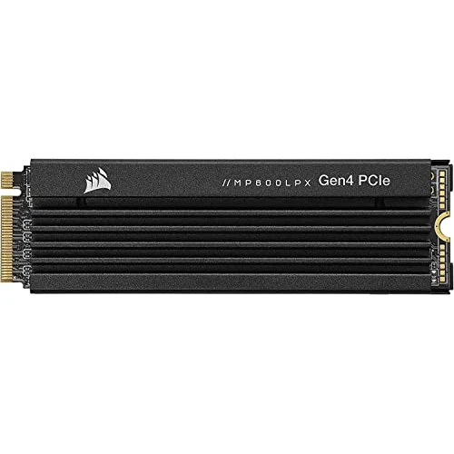 Corsair MP600 Pro LPX 2TB PCIe Gen4 x4 NVMe M.2 SSD, para PS5 (7.100 MB/s Velocidad de Lectura Secuencial y de Escritura Secuencial 6.800 MB/s, 3D TLC NAND de Alta Densidad) Negro
