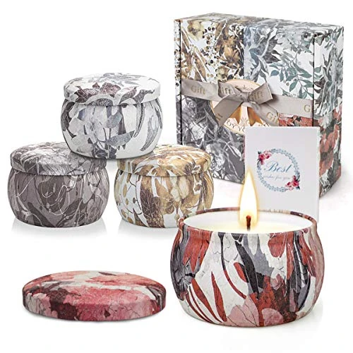 Offerta a tempo: 4 Pezzi Candele Profumate, Regalo per Donna, Candele Natalizie, Cera di Soia per Stanza Con Fresia, Lavanda, Rosmarino e Vaniglia, Bruciare a 120 Ore, Confezione per Mamma o Fidanzata - 22% da 13.99 € a 10.98 €