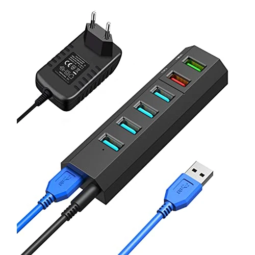 Oferta limitowana: Hub USB 3.0 z zasilaczem, Vansuny USB Hub Aktiv 3.0 z zasilaczem 24 W (12 V/2 A), bardzo szybka transmisja 5 Gb/s z 192.35 zł na 192.35 zł (oszczędź 0.00%)