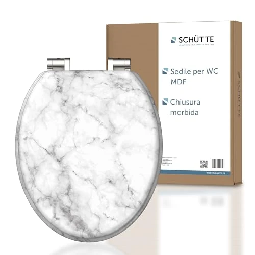 Zeitlich begrenztes Angebot: SCHÜTTE WC-Sitz MARMOR mit Absenkautomatik aus Holz, hochwertiger Toilettendeckel mit 175kg Belastbarkeit, Toilettensitz mit Brille, Klodeckel für WC, MDF Holzkern Klobrille mit Motiv von 69.99 € auf 44.99 € (36% Rabatt)