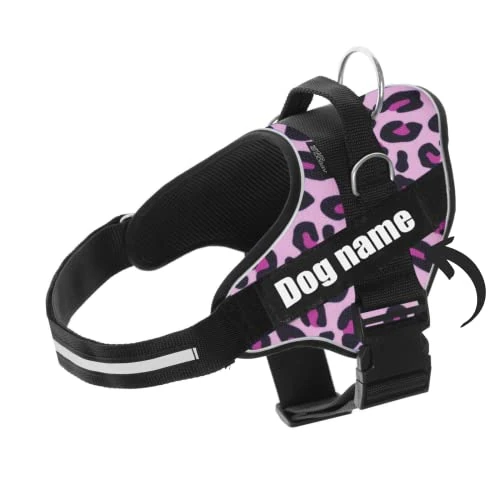 Offerta a tempo: SUPER DOGGY Pettorina Cane Personalizzata con Nome – Antitrazione, Riflettente e Regolabile – Include 2 Targhette Velcro - Taglia Piccola, Media e Grande (XXS 1,5-3,5KG, Pink Leopard) - 0.00% da 27.99 € a 27.99 €
