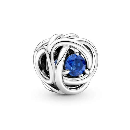 PANDORA September Geburtsstein Blauer Ewigkeitskreis Charm aus Sterling-Silber mit Kristallen, 790065C07