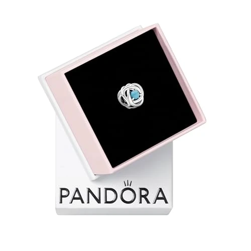 PANDORA Dezember Geburtsstein Türkis-Blauer Ewigkeitskreis Charm aus Sterling-Silber mit Kristallen, 790064C02