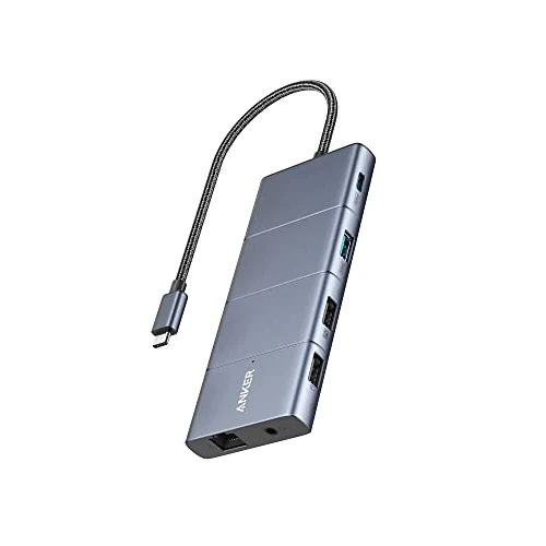 Offerta a tempo: Anker Hub USB C 11 in 1 Docking station, Porte USB C e USB A da 10Gbps, HDMI 4K e DisplayPort,Alimentazione da 100W, 2 Porte Dati USB 2.0,Ethernet,AUX, Slot per Schede microSD e SD, per XPS e altro - 49% da 89.99 € a 45.99 €