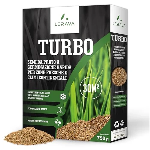 Offerta a tempo: LERAVA TURBO Semi Loietto Perenne (30 m²) - Semi prato a Crescita Rapida - Fine Tessitura - Sementi per Prato Resistente e Denso - Erba da Giardino Verde Brillante - Ideale per Sole e Ombra - 0.00% da 16.97 € a 16.97 €