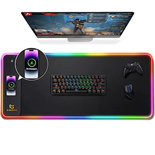 Oferta limitada: Gimars Alfombrilla Ratón Gaming RGB con 15W Carga Inalámbrica, 800×300mm Mousepad XXL con 10 Modos Iluminación LED, Tapete Rato Impermeable Base Antideslizante para Escritorio Oficina Gamer de 27.94 EUR a 27.94 EUR (ahorro 24%)