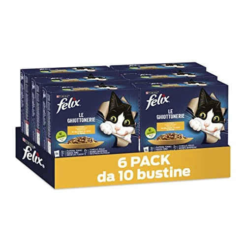 Offerta a tempo: FELIX Ghiottonerie Le varietà - (Platessa/tonno/coniglio/pollo) - 50% da 46.38 € a 23.34 €