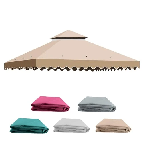 Offerta a tempo: Telo Gazebo 3x3 m, Tetto di Ricambio per Gazebo Giardino Impermeabile, Doppio Strato con Air Vent Copertura Rimovibile per Campeggio, Spiaggia, Sole - 0.00% da 65.99 € a 65.99 €
