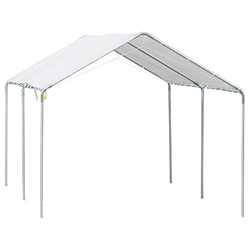 Outsunny Gazebo Copertura per Auto 6x3m in Acciaio Zincato, Tendone per Auto con Kit di Ancoraggio, Bianco