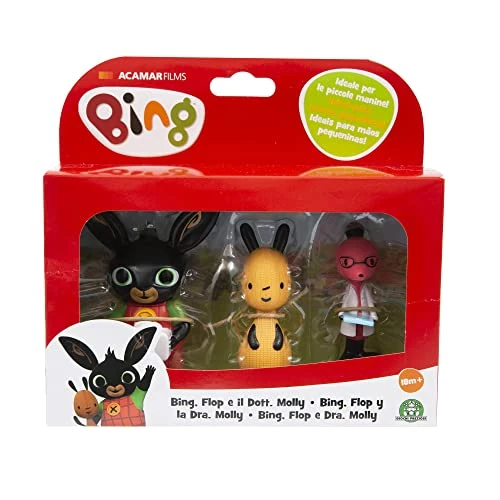 Giochi Preziosi Bing Set 3 Mini Personaggi, Bing, Flop e Dottor Molly, dai Colori Luminosi e Dalle Giuste Dimensioni per le Mani dei più Piccoli, per Bambinia Partire dai 18 Mesi, BNG41000, multi