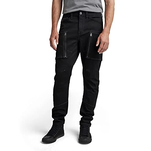 G-Star Men's Zip Pocket 3D Skinny Cargo Pants, Black (dk black D21975-C105-6484), 30W / 32L