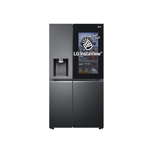 LG GSXV91MCAE Amerykańska Lodówka Side by Side InstaView Total No Frost z zamrażarką, 635 l, Dozownik Wody i Lodu UV Nano, Chłodzenie Drzwi - Lodówka Smart z Wi-Fi i zamrażarką
