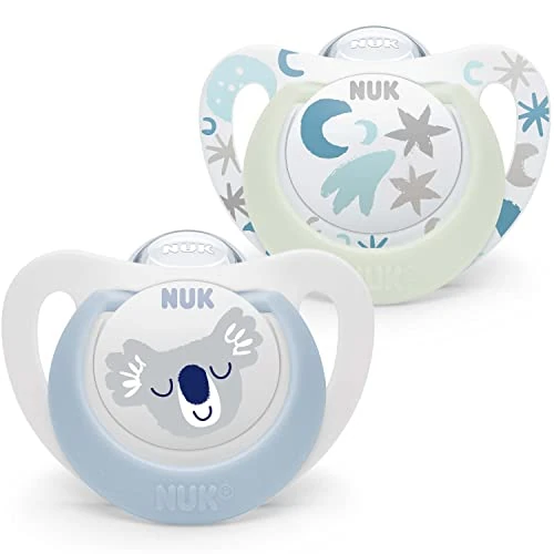 Oferta limitada: NUK Star Night & Day Chupete para bebé | 0-6 meses | Chupetes fosforescentes | Silicona libre de BPA | Koala azul | 2 piezas de 9.80 EUR a 3.55 EUR (ahorro 64%)