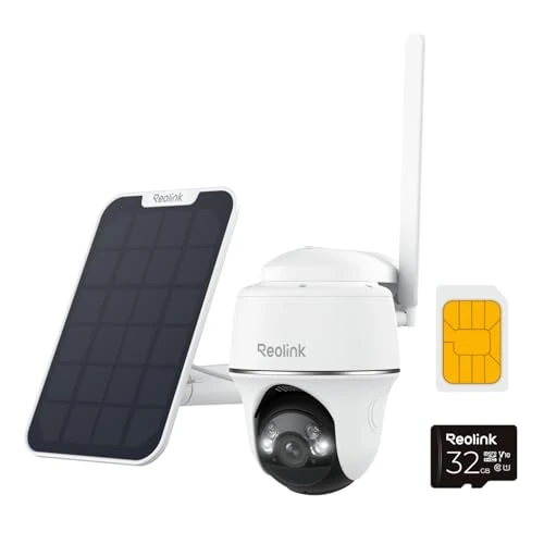 Offerta a tempo: Reolink 3G/4G LTE Telecamera con Sim + 32G microSD Card, 5MP 360° PTZ Videosorveglianza Esterno Senza Fili a Batteria, Rilevamento AI, Audio Bidirezionale, Cloud/Alexa, Go PT Plus con Pannello Solare - 0.00% da 219.99 € a 219.99 €