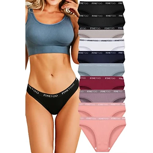 Offerta a tempo: FINETOO Confezione da 10 Slip in Cotone da Donna Intimo Traspirante Logo Intimo Sportivo Mutandine morbide e Sexy Lingerie Sexy Cintura Sportiva Bikini Confezione Multipla S-XL - 5% da 19.99 € a 18.99 €