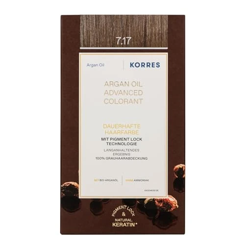 Offerta a tempo: KORRES ARGAN OIL Colorant - tintura per capelli senza ammoniaca all'olio di argan biologico, Biondo Beige 7.17, 100% di copertura dei capelli bianchi e vegano - 25% da 19.99 € a 14.99 €