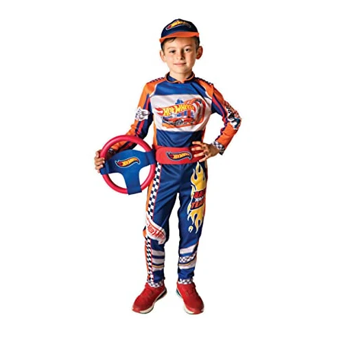 Ciao - Hot Wheels traje de piloto Race Team mono disfraz original niño (Talla 5-7 años) con volante de foam
