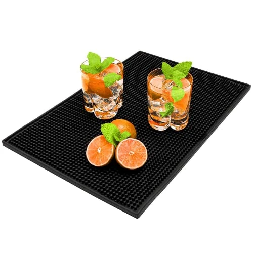 Zeitlich begrenztes Angebot: Bar Service Matte, Bar Mat 45x30cm Barmatte Gummi Bar Zubehör Abtropfmatte Geschirr Trocknungs Pad Überlaufmatte Schnell Trocknend Rutschfest für Bar Club Küche Café für Abtropfständer Schwarz von 10.49 € auf 10.49 € (0.00% Ra
