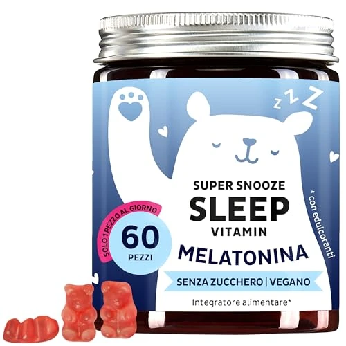 BEARS WITH BENEFITS - Wegańskie guma, melatonina, bez cukru, gumowe misie do spania, alternatywa dla melatoniny w sprayu 0,5 mg