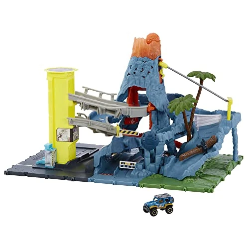 Offerta a tempo: Matchbox - Fuga dal Vulcano Playset, include 1 veicolo Matchbox, funzioni, luci e suoni del vulcano che erutta attivabili con le macchinine, Giocattolo per Bambini 3+ Anni, HHW21 - 43% da 59.99 € a 34.10 €