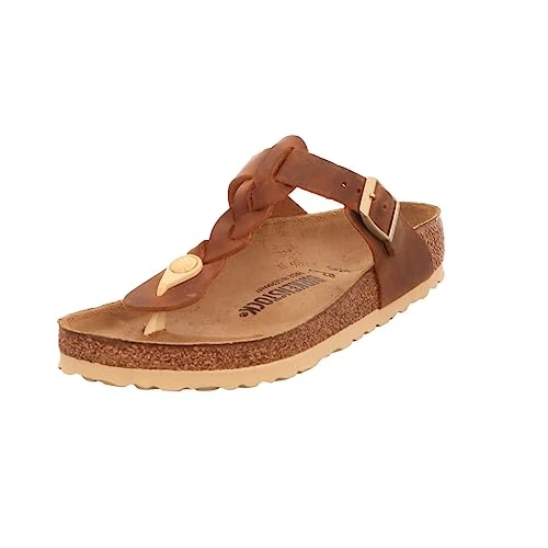 Offerta a tempo: Birkenstock 1021355 Gizeh Braided cognac, Oiled Leather INFRADITO Donna, Cognac EU 38 - 25% da 130.00 € a 97.75 €