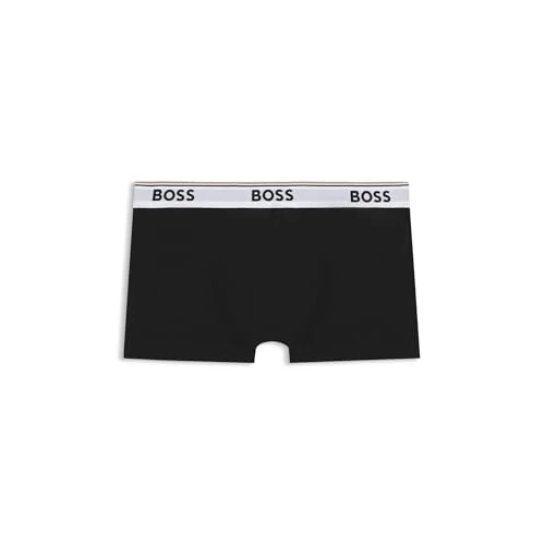 BOSS Mens Trunk 3P Power Three-Pack of Logo-Waistband Trunks in Stretch Cotton