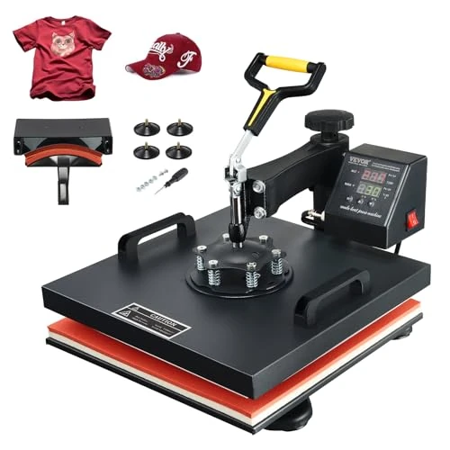 Offerta a tempo: VEVOR 2 in 1 Macchina Digitale Intelligente per Pressa a Caldo, 1500 W 15 x 15 Pollici Macchina Sublimazione Pressa di Calore Girevole a 360 Gradi per Magliette, Cuscini, Borse, Berretti, Cappelli - 15% da 143.90 € a 121.69 €