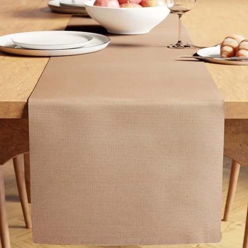 Offre limitee: Encasa XO Chemin de Table | Coton à Fines Côtes Teinté au Fil | Taille 32x150 cm | Beige Solide | Lavable en Machine de 16.59 EUR a 13.27 EUR (economie 20%)