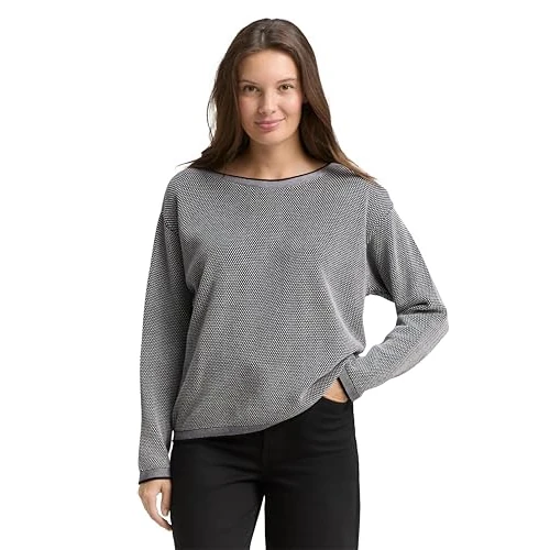 TOM TAILOR Ladies Knitted jumper with structure 1033125, 30582 - Navy Bubble Structure, S