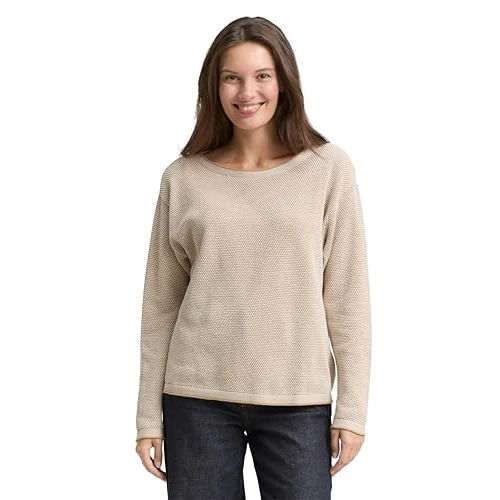 TOM TAILOR 1033125 Pull en Tricot avec Structure Femme ,30438 - Beige Bubble Structure ,M