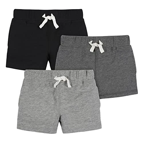 Offerta a tempo: Gerber Ragazzi Bambino Confezione da 3 Pantaloncini Casual in Maglia Pull-On, Grigio e Nero, 2 Anni - 60% da 17.43 € a 7.05 €