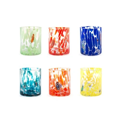 Offre limitée : H&H Set 6 Bicchieri Veneziano In Vetro Decorato Multicolore Cl 36 de 73.51 EUR à 63.22 EUR (remise 14%)