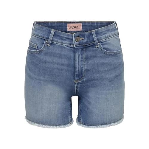 ONLY ONLBLUSH Female Denim Shorts Medium Waist Normal Cut Denim Shorts, Light Blue (Light Blue Denim), S