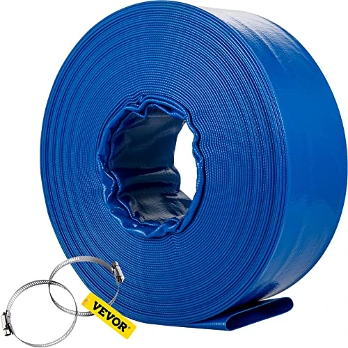 Offre limitée : VEVOR Tuyau de décharge 51 mm x 32 m tuyau plat en tissu PVC, tuyau de vidange robuste avec colliers de serrage, résistant aux intempéries et à l'éclatement pour la piscine et le transfert d'eau, bleu de 58.90 € à 58.90 € (0.00% de remise)