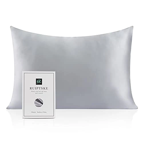 Oferta limitowana: RUIPTSKE Poszewka na poduszkę z naturalnego jedwabiu, hipoalergiczna, 22 matki, 100% jedwab, 600 nici, z ukrytym zamkiem błyskawicznym, certyfikat OEKO-TEX (szara, 50 x 80 cm) z 135.23 zł na 135.23 zł (oszczędź 0.00%)