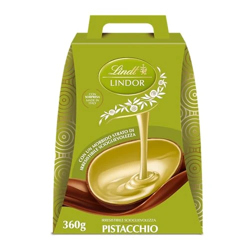 Lindt Lindor Uovo di Cioccolato al Latte e Pistacchio Ostereier aus Milchschokolade und Pistazie Enthält eine Juwelen Überraschung Hergestellt in Italien 360g