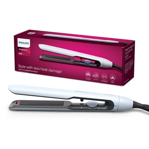 Philips 5000 Series Hair Straightener with ThermoShield Technology in White [Model BHS520/00]