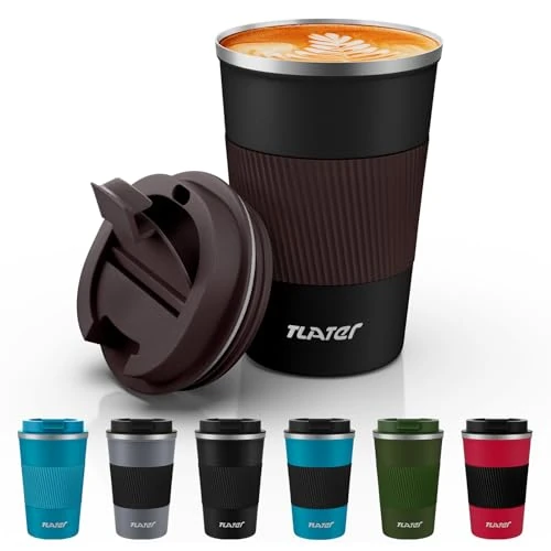 Offerta a tempo: Tlater Tazza da viaggio isolata con coperchio a tenuta stagna riutilizzabile tazza da caffè da viaggio auto tazza da caffè a doppia parete - 28% da 17.99 € a 12.99 €