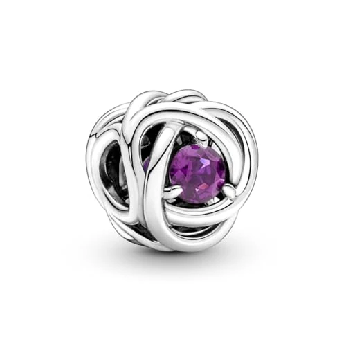 PANDORA Februar Geburtsstein Violetter Ewigkeitskreis Charm aus Sterling-Silber mit Kristallen, 790065C02