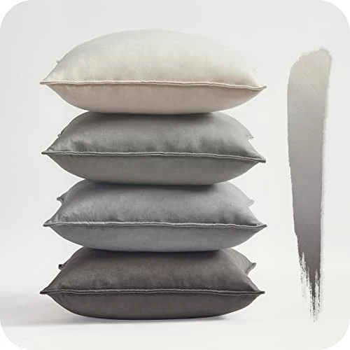 Offerta a tempo: Topfinel Federe Cuscini in Velluto per Divano Set 4 Pezzi Copricuscini Quadrati Elegante Decorativa per Salotto Moderno Cuscino Cerniera Invisibile per Camera da Letto (40x40cm, Grigio) - 0.00% da 19.99 € a 19.99 €