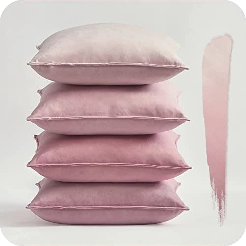 Limited-time offer: Topfinel Pink Cushion Covers 40cm x 40cm Summer Sofa Bed Colorful Cushions Soft Pillow Case 16x16 Velvet Scatter Decorative Cushions Pillow Cover for Livingroom Bedroom Invisible Zipper,Set of 4 from 14.99 £ to 14.99 £ (save 0.00%)